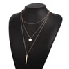 Koker Koncise Metal Bar Pendant Necklace Geometric Charm 2024 Bohemian Multilayer Golden Women Jewelry Passist Pris
