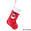 Juldekorationer Strumpor Apple Bag Hemlagad Party Supplies Santa Claus Sock Present Tree Decoration for Home Fabric