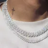 Модное ожерелье, пройденное тестирование, ширина 8-14 мм, Грамуассанит, бриллиантовое золото, стерлинговое серебро, кубинская цепочка для мужчин, ожерелья в стиле хип-хоп