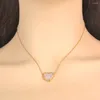 Pendentif Colliers JeeMango élégant collier de coeur de coquille naturelle pour les femmes à la mode 18K PVD plaqué en acier inoxydable charme cou bijoux JN23056
