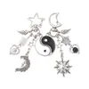Keychains 2PCS Moon Sun Heart Charm Keychain Sweet Handbag Pendant Couple Keyring Jewelry