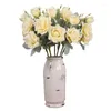 装飾的な花ヨーロッパスタイルの結婚式の装飾シングル3フラワーヘッドシミュレーションコーナーローズホームダイニングテーブル偽の飾り