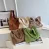 Bolso de hombro de punto de lana para mujer, tela de algodón vintage, bolso de compras para niñas, bolso grande para mujer, bolso de ganchillo 240201