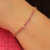 Bracelet de Tennis en Moissanite rose vif, bijoux fins, rond, 2,35 ctw, 2mm, chaîne de tennis pour femmes, cadeaux de fête