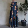 Etniska kläder 2024 Dubai Turkiet Maxi Sundress Zanzea Women Vintage Floral Printed Abaya Hijab Dress Muslim Islamic Robe Loose Dresses