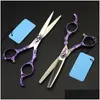 Tesoura de cabelo personalizado profissional japão 440c retro violeta 6 polegadas corte barbeiro corte salão de desbaste tesouras cabeleireiro gota entrega dhveu