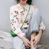 Blouses Femmes Deeptown Vintage Femmes Chemises Mignon Style Coréen Mode 2024 Imprimer Blusas À Manches Longues Tops Automne Lâche Chemise Chemise