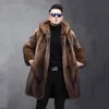 Mens Hooded Mink Coat Winter Designer Hela Long Warm Pur Casual Large 4453