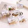 Pendientes colgantes de moda para mujer, conjunto de aro acrílico de mariposa y leopardo, Metal geométrico de Color dorado, joyería de tendencia para fiesta 2024