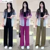 Dames tweedelige broek mode pak 2024 lente en zomer losse geleidelijke verandering lange mouwen zonnebrandcrème shirt casual tweedelige set