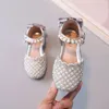 Sandalias para niñas, moda de verano, zapatos de niña con diamantes de imitación y perlas, zapatos de fiesta de princesa para niños 240122