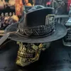 Casquette de Cowboy Punk noire unisexe pour adultes, fournitures de fête, chapeau de crâne conique, accessoires de carnaval d'halloween