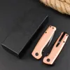 SG XR Folding Knife D2 Black Titanium Coated Drop Point Blade CNC Copper Handle Outdoor Camping Hiking EDC Pocket Folder Knives with Retail Box