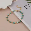 Link Bracelets Stainless Steel Bracelet Round Evil Blue Eye Enamel Colorful Beads Gold Color Chain For Women Charm Female Jewelry Gift