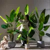 装飾的な花大きな葉のシミュレーション旅行者バナナパラダイスバードフラワーバイオミミティックグリーン植物ポット誤った木の屋内リビングルーム