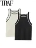Vrouwen Tanks Traf 2024 Mode Voor Vrouwen Crop Mouwloze Slanke Top Splic Lady Vest Tops Y2K Corset Gebreide Straat