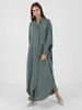 Casual Kleider Mode Einreiher Muslimischen Syari Abaya Hajib Weibliche Volle Länge Strickjacke Flare Hülse Islamischen Wy1447