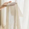 Cortinas de tule branco de linho marrom para sala de estar, quarto, luxo, voile, tule, cortina transparente, painel de janela 240220