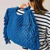 Shoulder Bags Tote Large Capacity Luxury Designer andbag For Women 2023 New Kniing Tassel Beading Decorate Purse Ladies Beac BagH2422