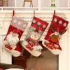 Juldekorationer Strump Pet Decor First Gift Fun Tree Snowflake Red Green Plaid Sock Boots öppen spis heminredning