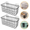 Kitchen Storage Wall Mounted Iron Mesh Basket Rack Sundries Holders Net Box Seamless Paste Hanging Metal Shelf Container Gadgets