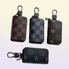 Bag Keychains Car Keys Holder Key Rings Black Plaid Brown Flower PU Leather Pendant Keyrings Charms for Men Women Gifts Fashion De2266308