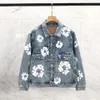 Manteau en denim à motif floral pour hommes Wash Blue Femmes Bouton Lettres Chemises Femme Designer Vestes S-XL
