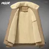 Kurtki męskie HIQOR 2024 KURTA BOMBER Zima Zagężenie na zewnątrz płaszcz Casual Y2K Corduroy for Men Pleece Coats veste homme