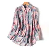 Women's Blouses Color Chiffon Print Vintage Loose Casual Long Sleeve Blouse Shirt Korean Fashion Female Top 2024 Summer Spring