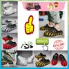 Designer Casual Platform Anti-Collision Pannband Slides tofflor Män Kvinnan bär resistenta anti läder mjuka sulor Sandaler Flat Beach Slipper storlek 40-45