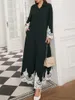 Vêtements ethniques Eid Dubaï Abaya Kimono Femmes Musulman Cardigan Islam Arabe Blouse Dentelle Turc Longue Robe Kaftan Robe Femme Musulmane (non