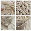 Casual Handmade Häkeln Braid Fransen Tasche Frauen Quaste Gestrickte Handtasche Weibliche Strand Böhmischen Schulter Umhängetasche bolsos 240127