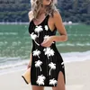 Damenbadebekleidung 2024 Sommer Mini Strandkleid für Frauen Stern Flagge Drucken Cover Ups Weibliche große Split Badeanzug Coverup Frau Up