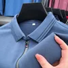 Herrpolos dyxue lyxiga höstkläder bomullsslapa polo skjorta dragkedja design fast färg bekväm casual långärmad M-4XL