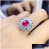 Bagues de cluster Bague de rubis naturel Designer de bijoux de luxe 925 Sier Placage 18K pour les femmes Red Gem Drop Livraison Dhqfd