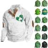 Men's Hoodies Mens Medium Sweatshirts Cotton Sweatshirt Crop For Men St. 'S Holiday Four Leaf Printed Flip Collar Hoodie