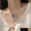 Pendant Necklaces 2023 Lollipop Necklace Pink And Blue Sweet Lovely Style Collar Chain Lovers Personality Accessories Y2K Drop Delive Dhdbz