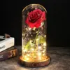 LED Glass Immortal Rose Enchanted Galaxy Decoration Home Möbler Evig 24K Guldfolie Blomma Glasskydd Alla hjärtans dag 204m