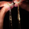 Kolczyki Dangle Trend Długie drucie łańcuch gwintu Wspinaczka Gwiazda Serca Wisiorki 2024 Koreańskie upuszczenie kobiet prosto wiszące biżuteria