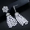 Stud Earrings Fashion Trend Long Tassel Pearl Delicate Flower Women All-match Romantic Luxury Jewelry Gifts