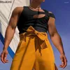 Men's Tank Tops 2024 Summer Irregular Sleeveless Hollow Out Sexy Casual Vests Streetwear Breathable Men Clothing