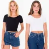 Kvinnor O Neck T Shirts Sexig Crop Top Short Sleeve Tops Ladies Basic T-Shirt Casual Summer Fashion Slim Montering Corset
