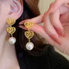 Dangle Earrings 2024 Contracted Senior Fresh Hollow Heart Drop Fashion Long Women Joker Fine Pearl Jewelry