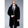 Manteau de fourrure de vison pour hommes d'âge moyen, avec isolation entière et épaisse, pour personnes âgées de styliste, 3UTF