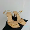 Décolleté da donna Sandali con fiori firmati estivi da donna Tacchi alti vintage Scarpe con cristalli di diamanti fatti a mano Festa sexy