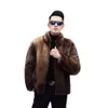 Designer Winter Fashion Mens Imitation Fishing Sable Fur Grass Coat Fashionable Loose Short Stand Neck Jacket RG4U