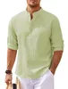 Printemps et automne chemise pour hommes à manches longues col montant bouton ouvert ananas Plaid gaufre chemise décontracté petit haut 240122