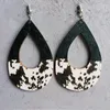 Dangle Earrings Simple Leopard Imitation Fur Cow Pattern Stitching Water Drop Wood Classic Accessories