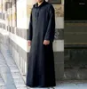 Roupas étnicas Muçulmano Islâmico Homens Jubba Thobe Vestido Abayas Longo Robe Saudita Listrado Abaya Marroquino Caftan Islam Dubai Árabe Vestir