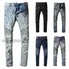 Designer Jeans Mens Jean Letter Birdelad Skinny Ripped Biker Slim Fit Motorcykelcyklister denim för man mode mans svarta byxor häll hommes 1oy00